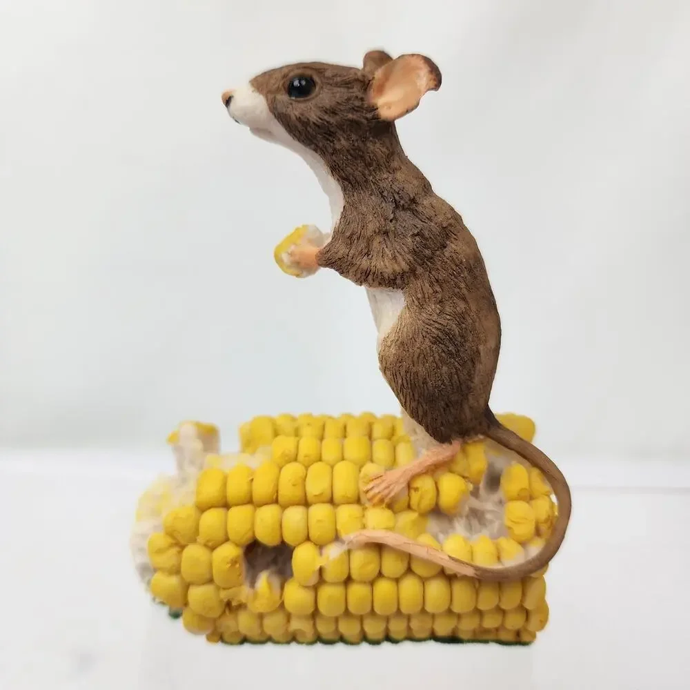 Crown Staffordshire Mouse on Corn Figurine Vintage Handpainted England Animal